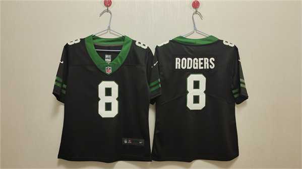 Womens New York Jets #8 Aaron Rodgers Black Vapor Stitched Jersey